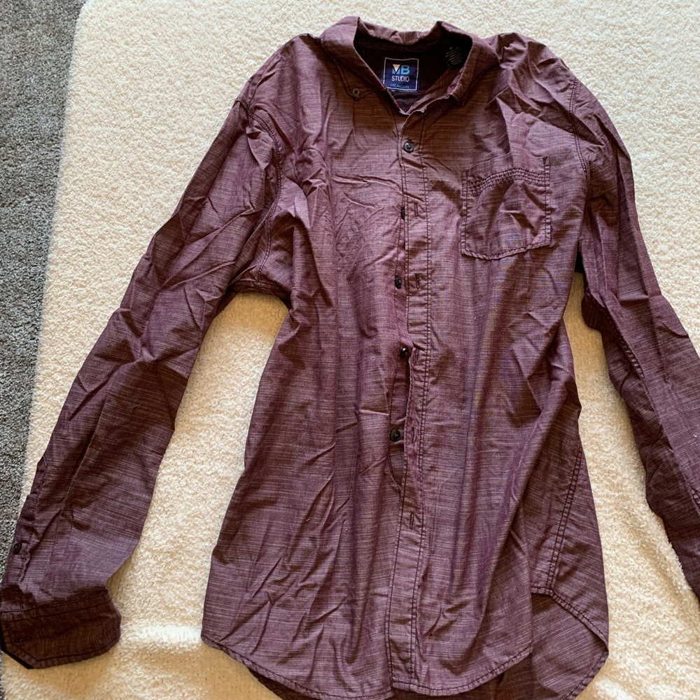 Long Sleeve Maroon Button Up. Size Medium.